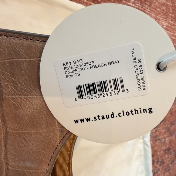 Staud French Gray Croc Embossed Shoulder Bag Leather - Picture 6 of 9